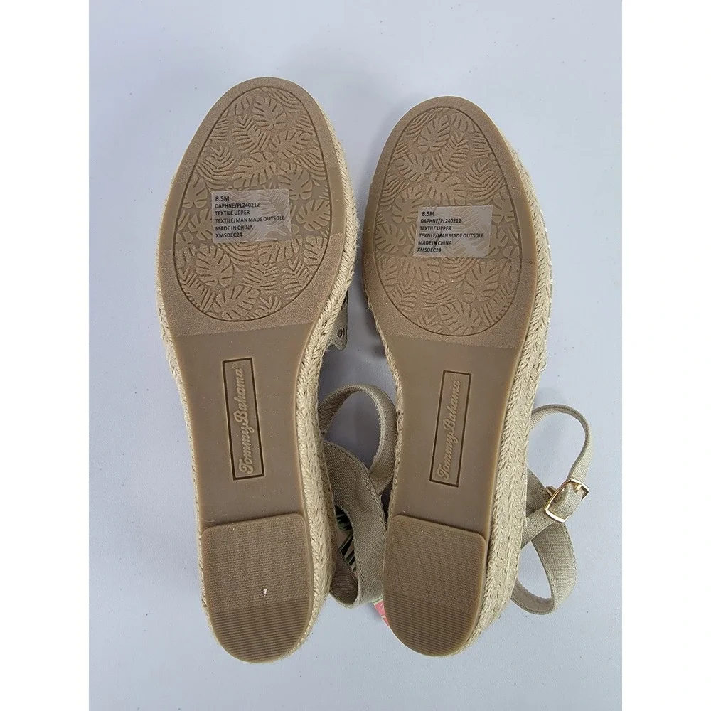 Tommy Bahama Daphne Wedge Espadrille Womens 8.5 Beige NEW Eyelet Scalloped Strap